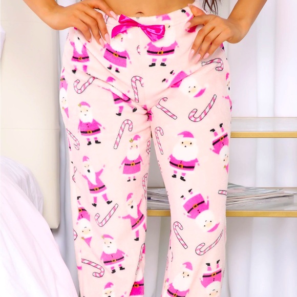 FASHION NOVA santa girly pink plush pj pants - Picture 3 of 4